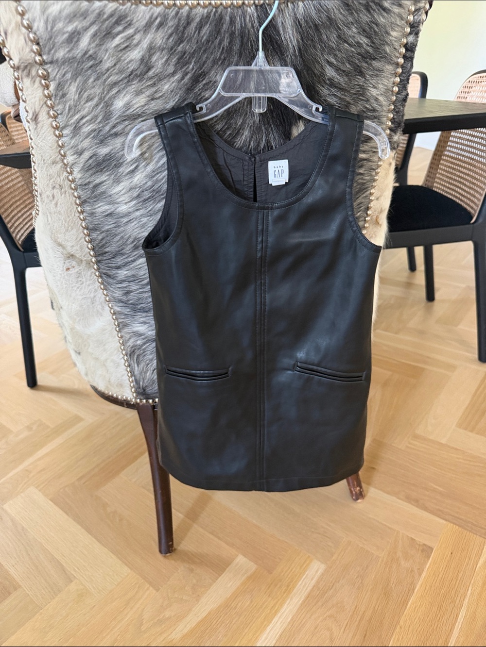 GAP Black Faux Leather Mini Sheath Dress